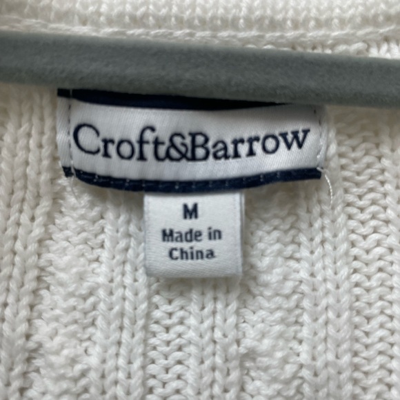 Quarter zipVintage white cotton knit sweater - Picture 2 of 6